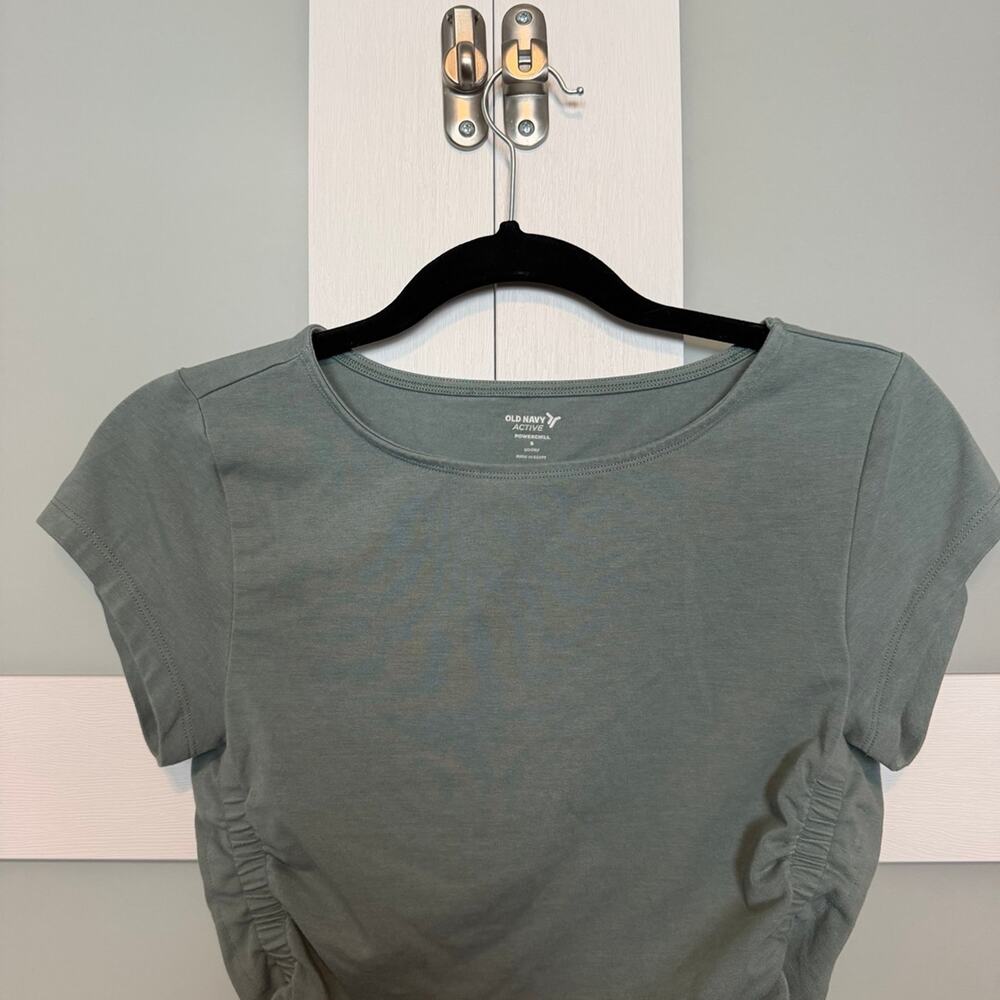 Old Navy Sage Green Crop Top with Side Ruching